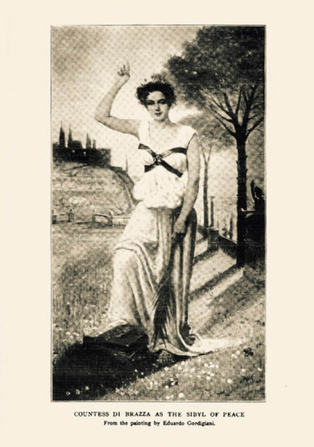 Countess di Brazzà as the sibyl of Peace from the painting by Eduardo Gorgidiani