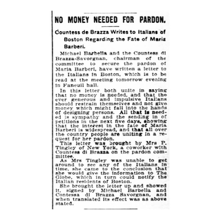 Articolo del The Boston Globe del 29 Luglio 1895 su Maria Barbella