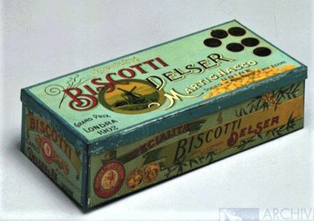 Scatola originale dei biscotti Delser di Martignacco