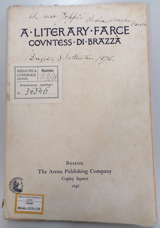 testo teatrale A Literary Farce di Cora Slocomb di Brazzà